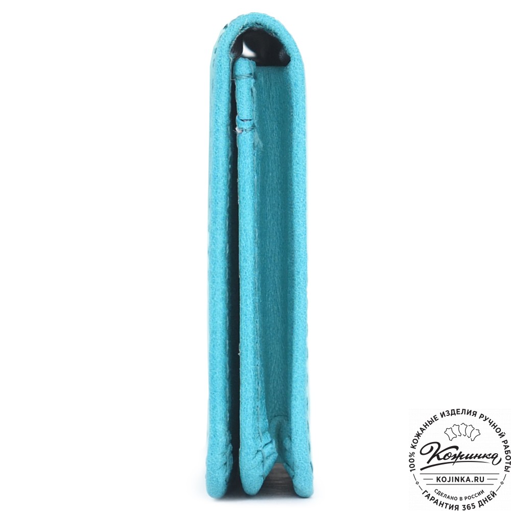Кожаный картхолдер "Аляска" (бирюзовый)
