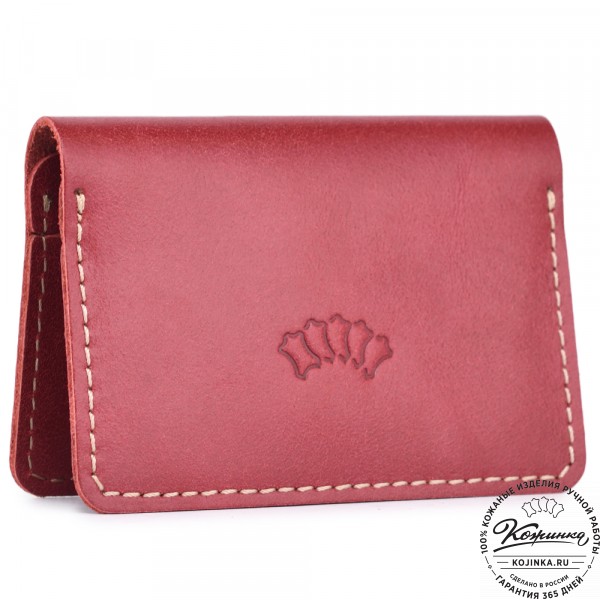  Кожаный футляр для карт "Гретта NEW" (красный). фото 1