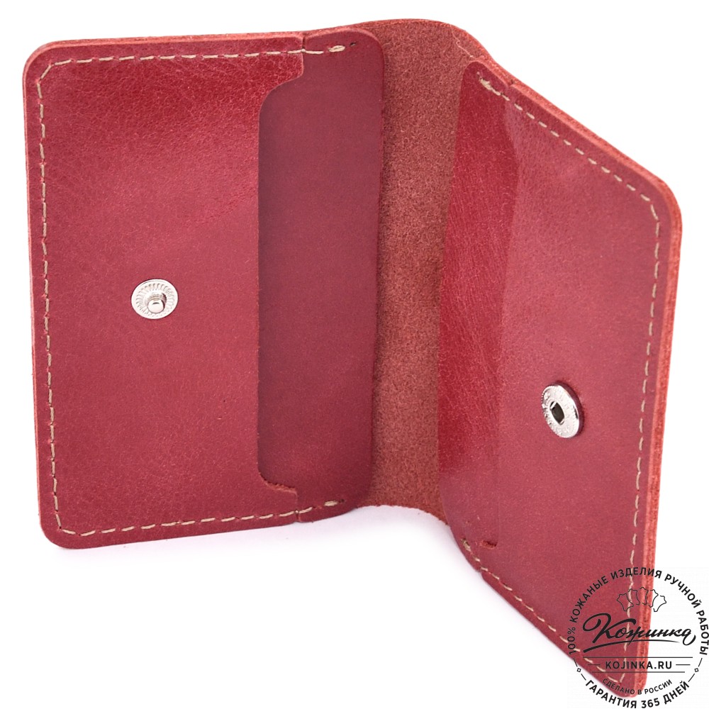  Кожаный футляр для карт "Гретта NEW" (красный)