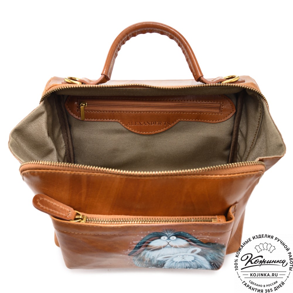 Женская кожаная сумка "Крис" "Кролики чудики"