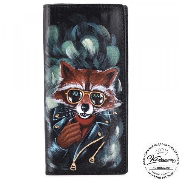 Кожаное портмоне "Монако" "Лис в очках". фото 1