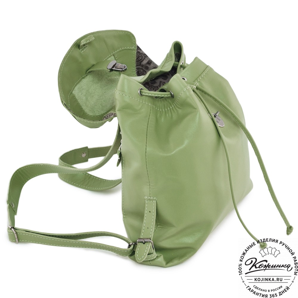  Женский кожаный рюкзак "Паулина" (мята)