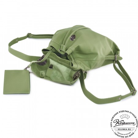  Женский кожаный рюкзак "Паулина" (мята)