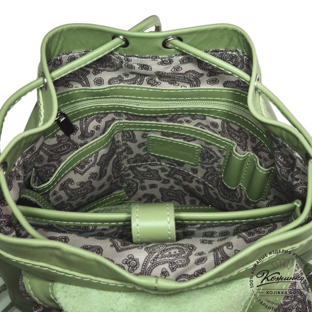  Женский кожаный рюкзак "Паулина" (мята)