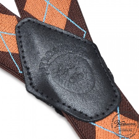  Подтяжки подарочные (коричневый с рыжим ромб)