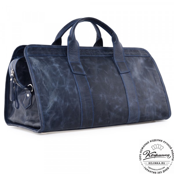 Кожаная дорожная сумка "Чарли" (синий антик) . фото 1