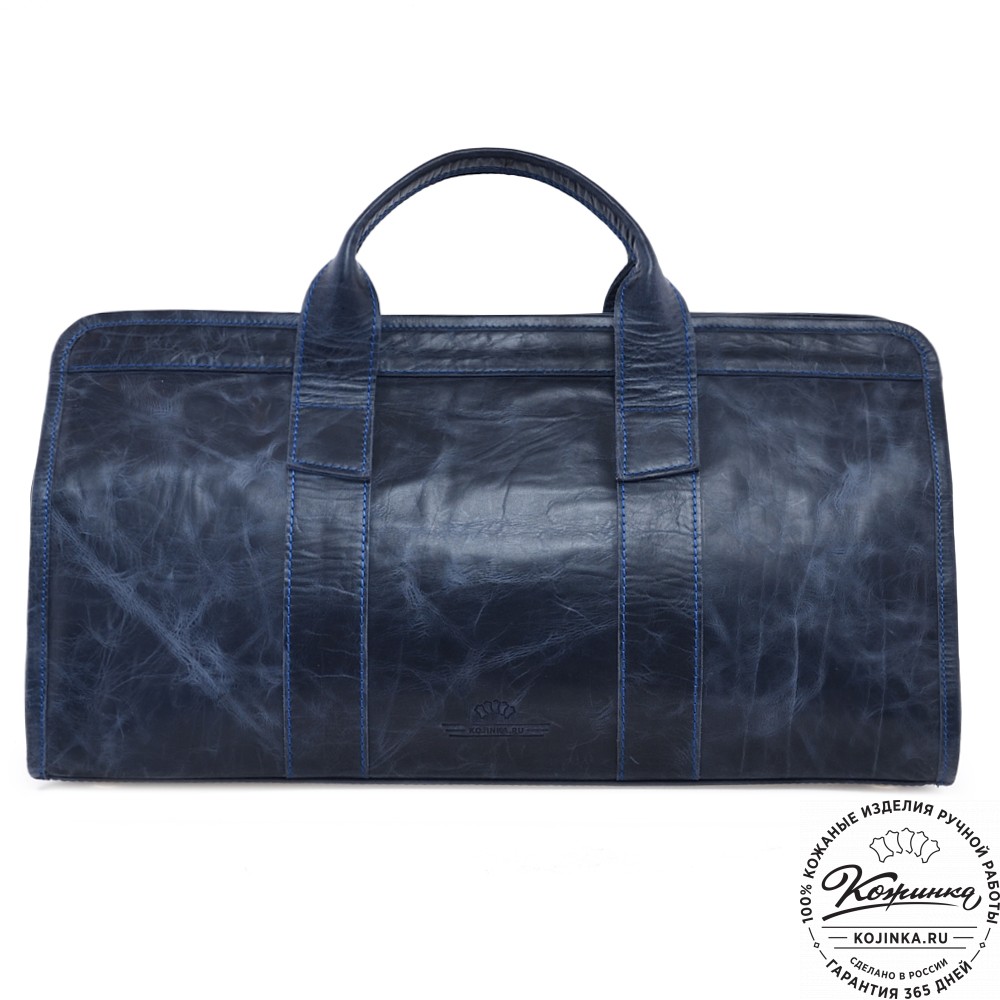  Кожаная дорожная сумка "Чарли" (синий антик) 