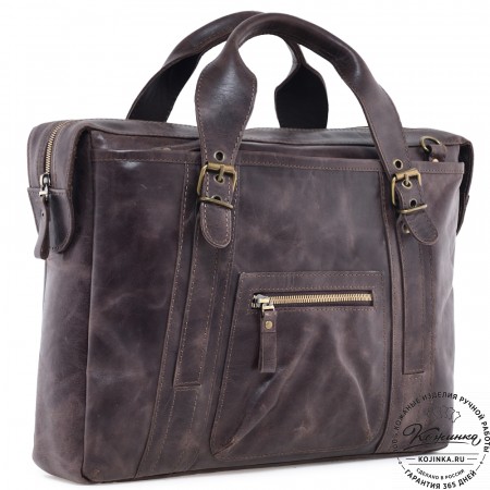 Кожаная деловая сумка "Доминик" (тёмно-коричневый антик)