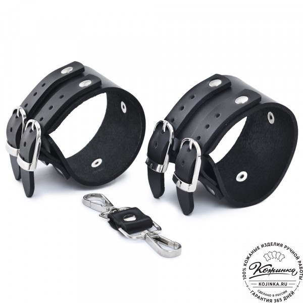 Кожаные наручники "Isold" (чёрные). фото 1