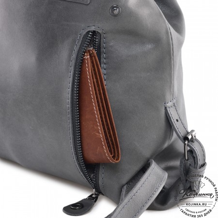  Женский кожаный рюкзак "Паулина" (серый)