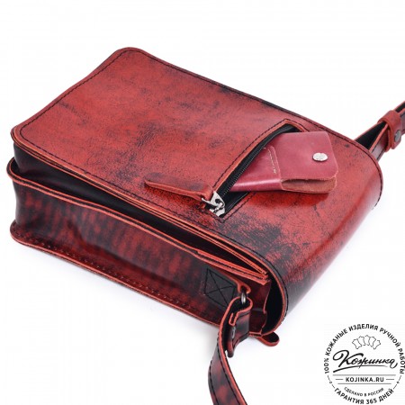  Кожаный сумка "Робин" (глянец красный)