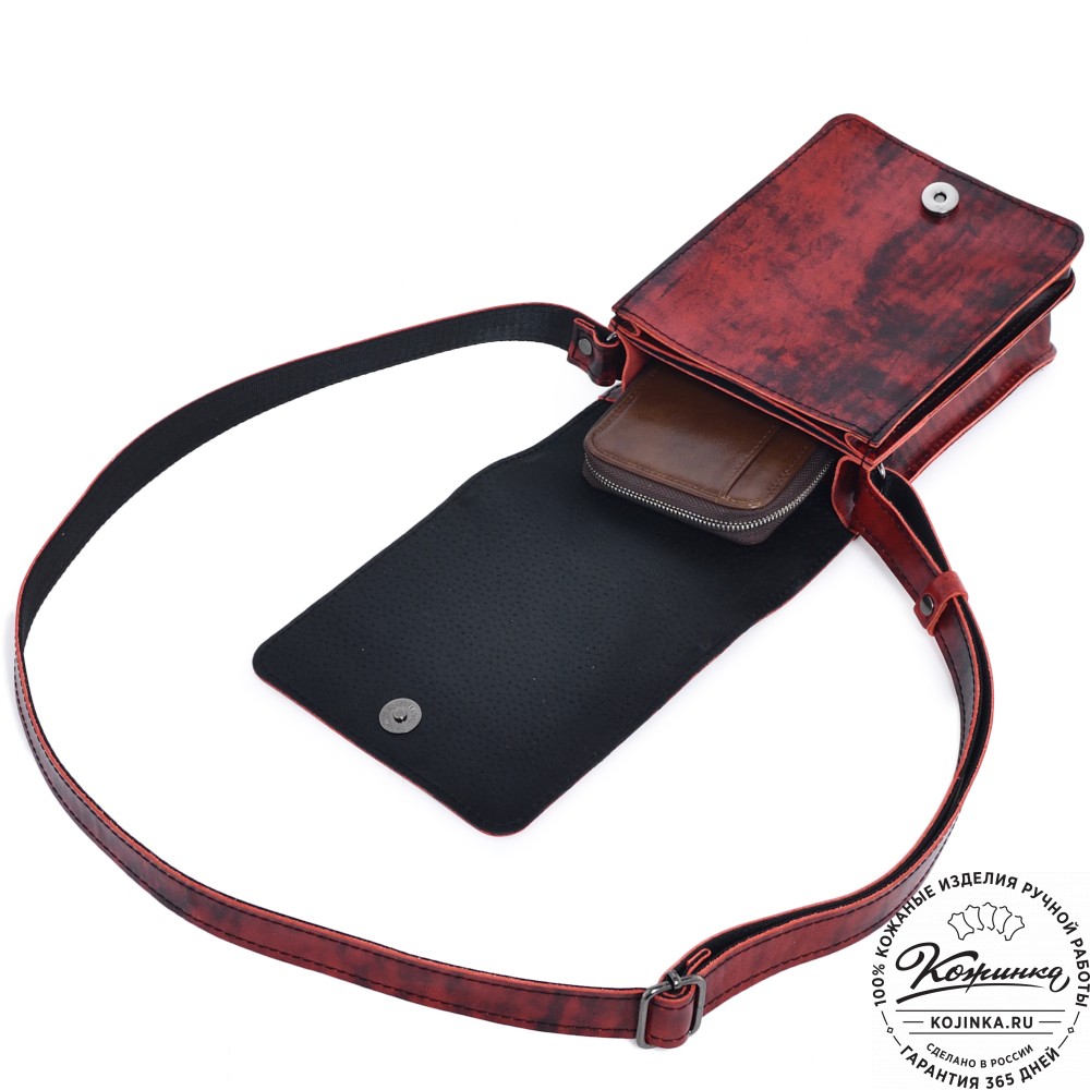  Кожаный сумка "Робин" (глянец красный)