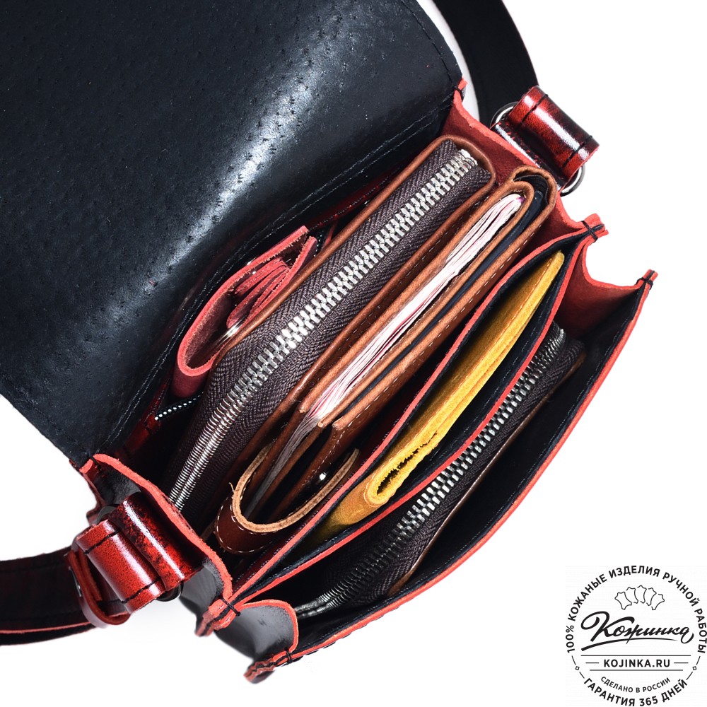  Кожаный сумка "Робин" (глянец красный)