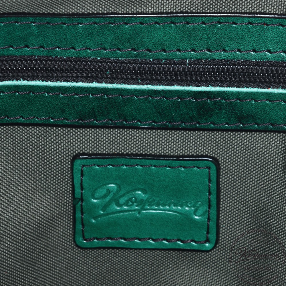  Кожаная сумка "Родос" (зеленый глянец) 