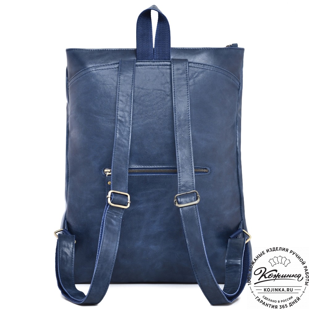  Кожаный рюкзак "Верса" (синий антик) 