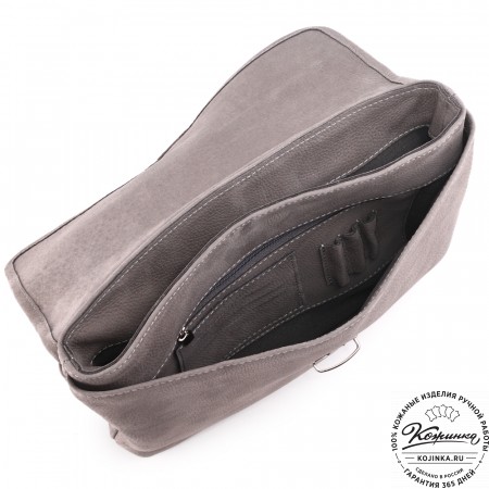 Кожаный портфель "Комфорт" (серый)