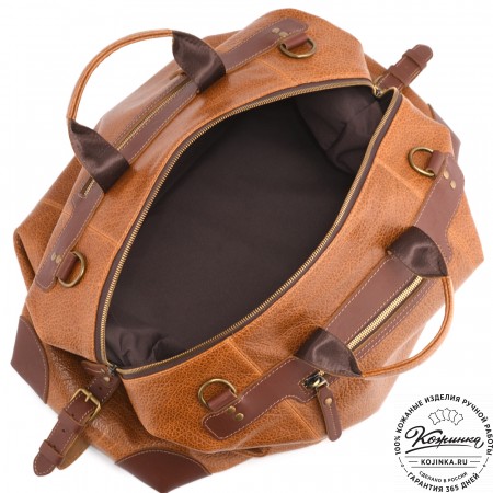 Кожаная дорожная сумка "Мегаполис" (фактура рыжая)