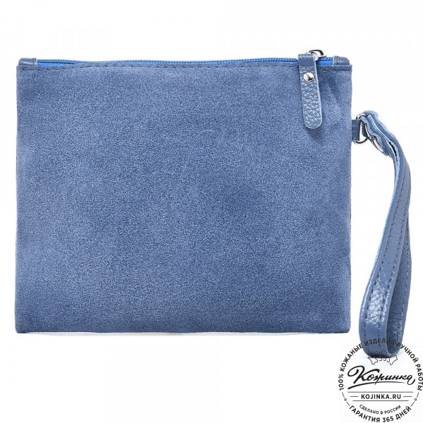  Кожаная косметичка "Флавия" велюр (джинс). фото 1