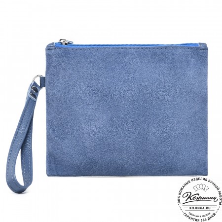  Кожаная косметичка "Флавия" велюр (джинс)