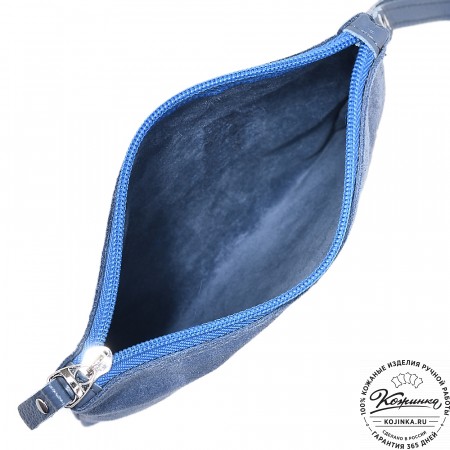  Кожаная косметичка "Флавия" велюр (джинс)