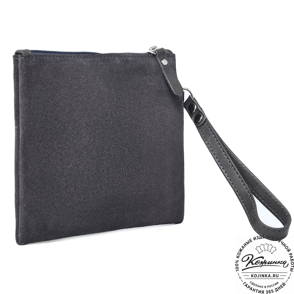  Кожаная косметичка "Флавия" велюр (серый) 