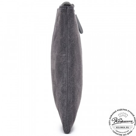  Кожаная косметичка "Флавия" велюр (серый) 