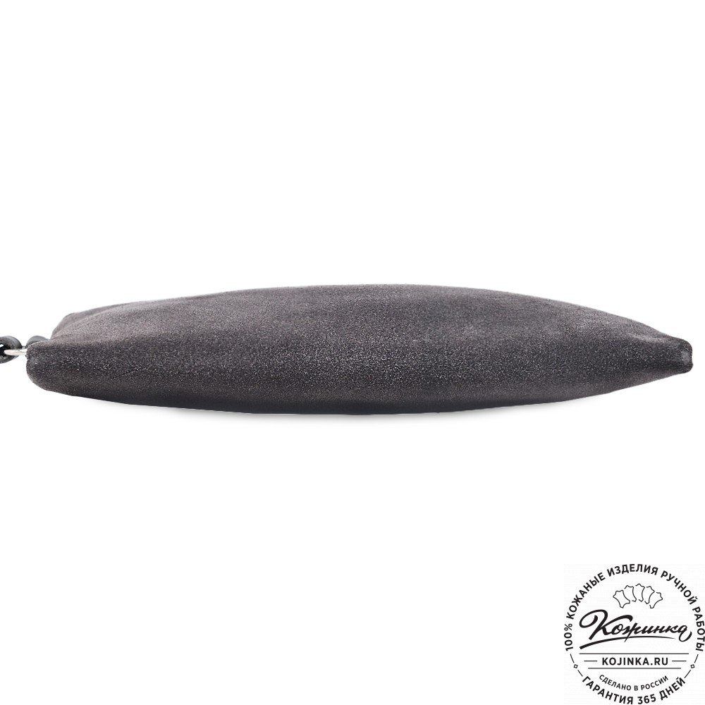  Кожаная косметичка "Флавия" велюр (серый) 