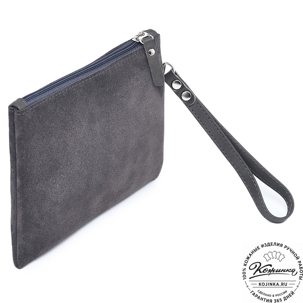  Кожаная косметичка "Флавия" велюр (серый) 