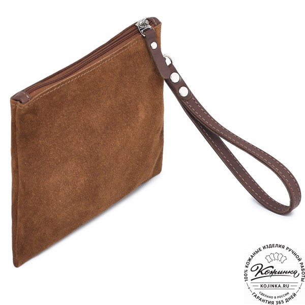  Кожаная косметичка "Флавия" велюр (коричневая) . фото 1