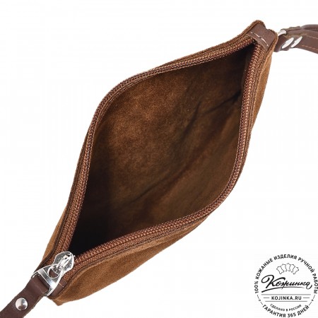  Кожаная косметичка "Флавия" велюр (коричневая) 