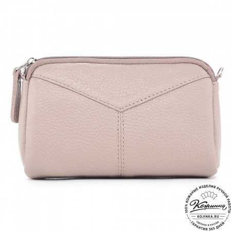 Кожаный клатч "Марта" (пудра)