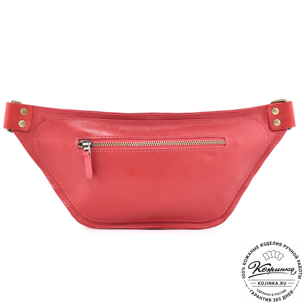  Кожаная сумка на пояс "Рики" (красная)