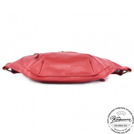  Кожаная сумка на пояс "Рики" (красная)