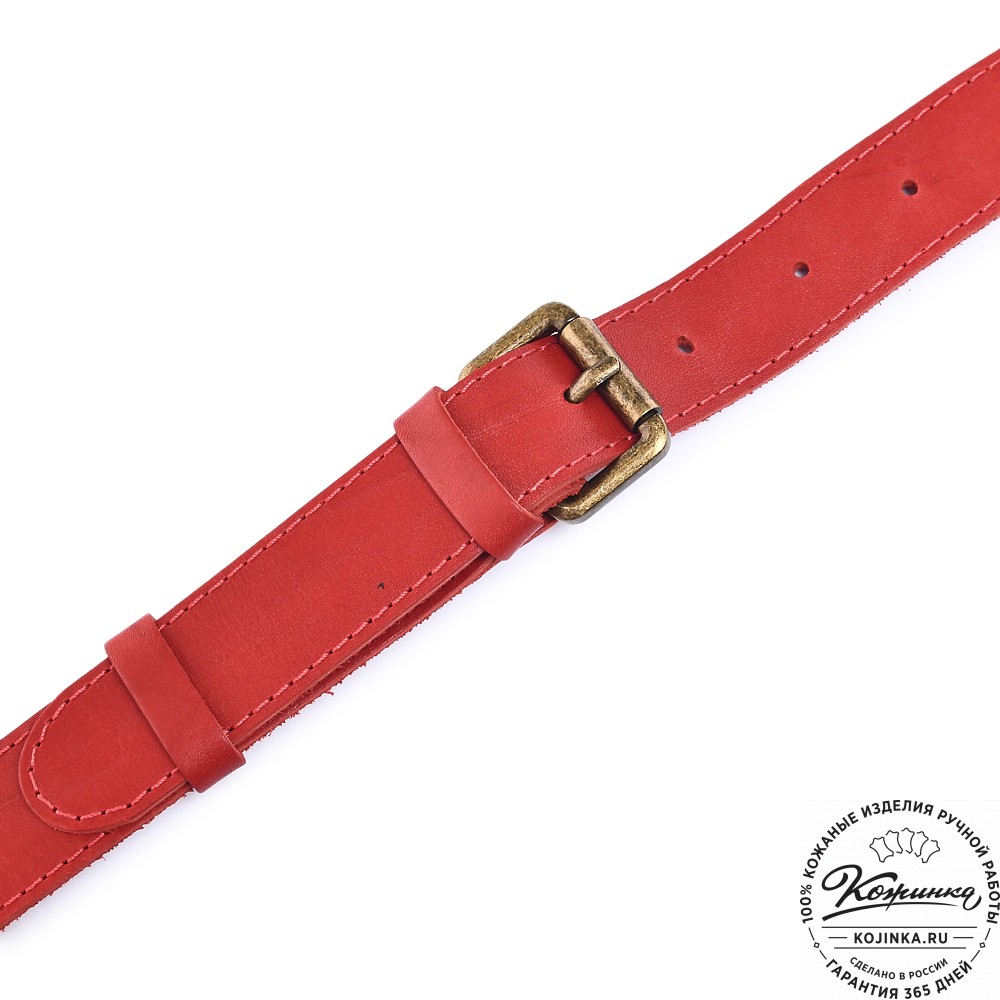  Кожаная сумка на пояс "Рики" (красная)