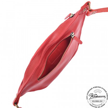  Кожаная сумка на пояс "Рики" (красная)
