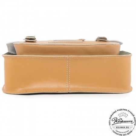 Кожаный портфель "Сатчел" (охра с зеленым) 