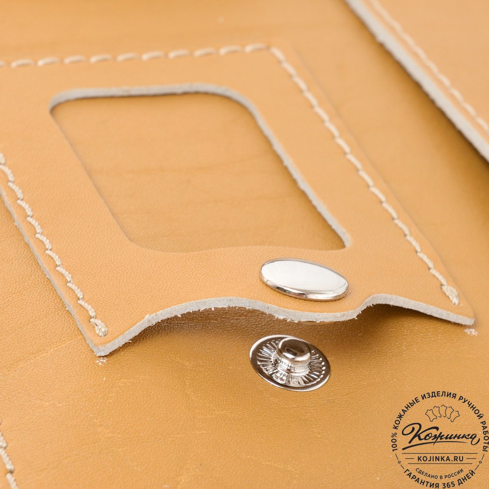 Кожаный портфель "Сатчел" (охра с зеленым) 