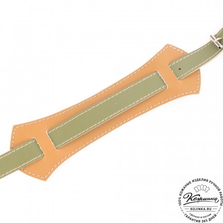 Кожаный портфель "Сатчел" (охра с зеленым) 