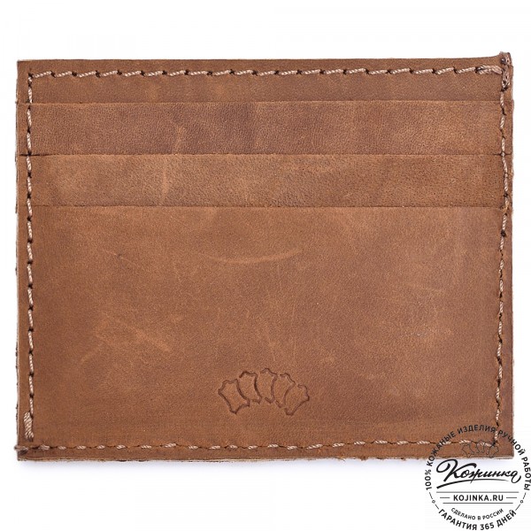  Кожаный картхолдер "Вавилон" (коричневый крейзи). фото 1