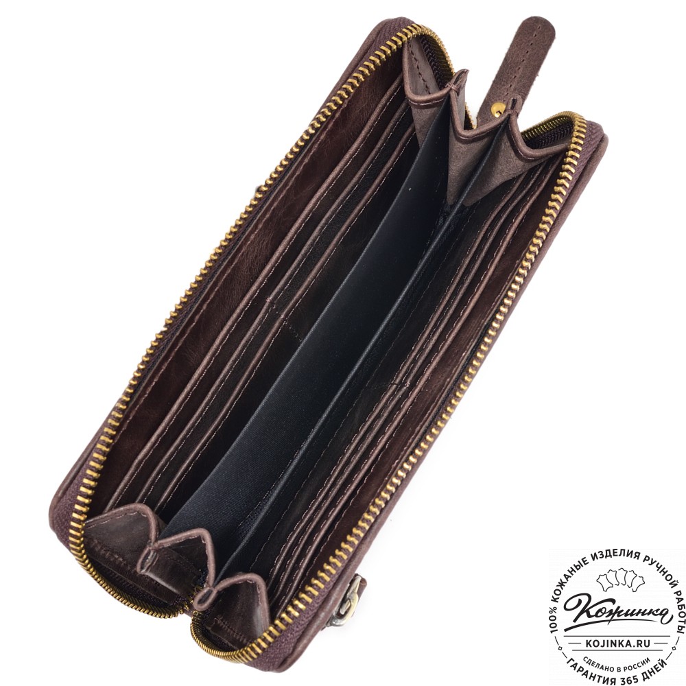  Кожаное портмоне Амстердам (темно-коричневый антик)