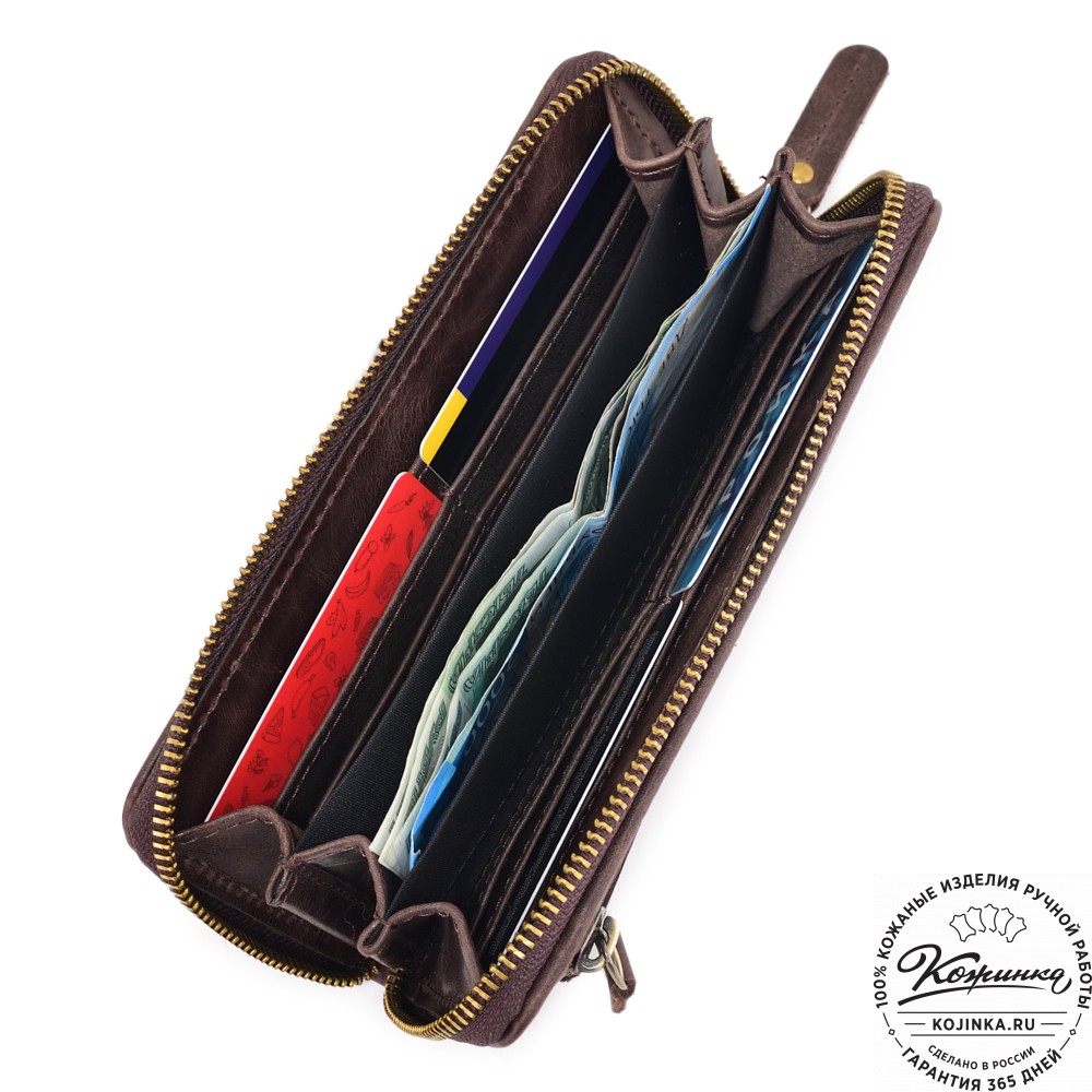  Кожаное портмоне Амстердам (темно-коричневый антик)