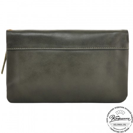  Кожаный клатч "Дарси" (хаки гладкая кожа)