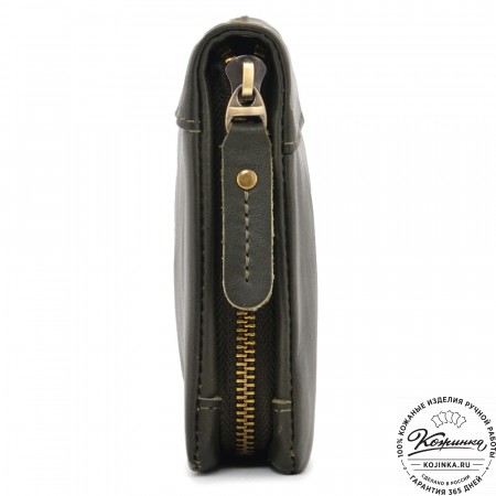  Кожаный клатч "Дарси" (хаки гладкая кожа)