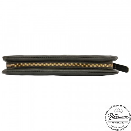  Кожаный клатч "Дарси" (хаки гладкая кожа)