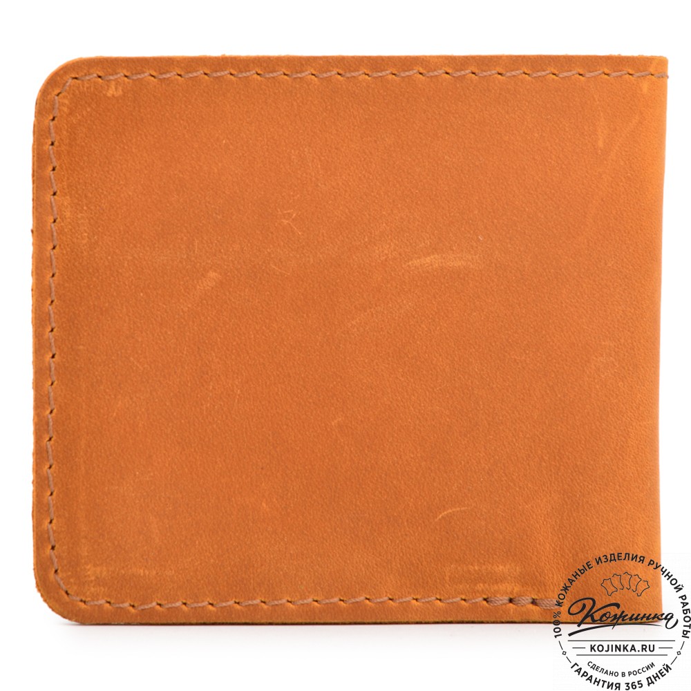  Кожаный бумажник "Рокки" (рыжий крейзи) 
