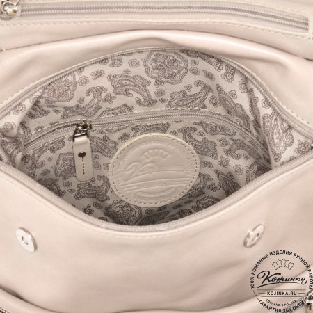  Женский кожаный рюкзак "Артемида" (бежевый гладкая кожа)