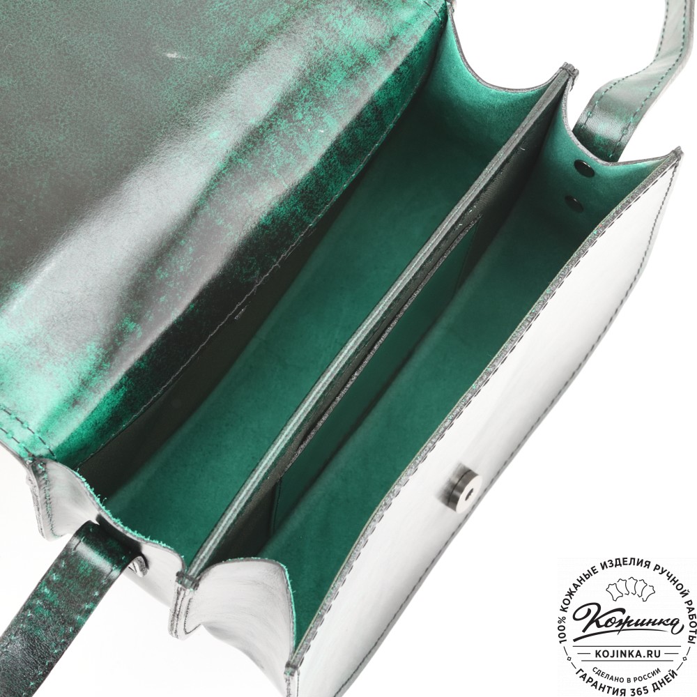 Женская кожаная сумка "Аргентина" (глянец зелёный)