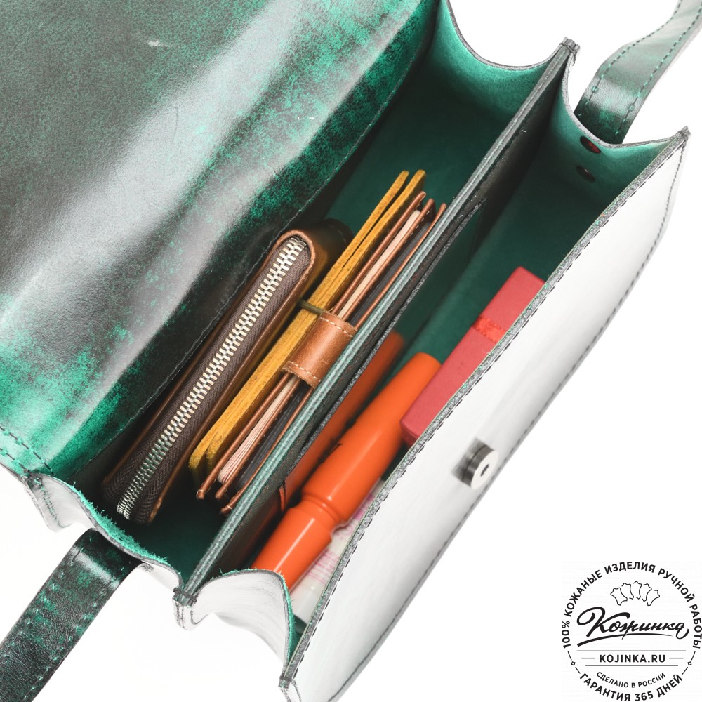 Женская кожаная сумка "Аргентина" (глянец зелёный)