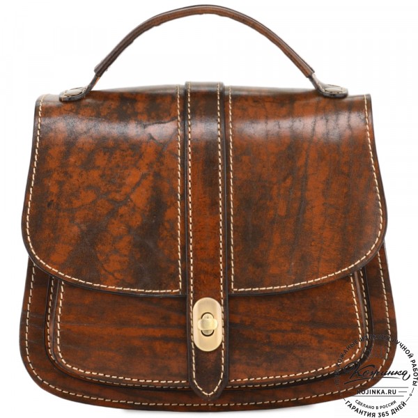 Кожаная сумка ручной работы "Париж" - с ручкой (глянец старение). фото 1