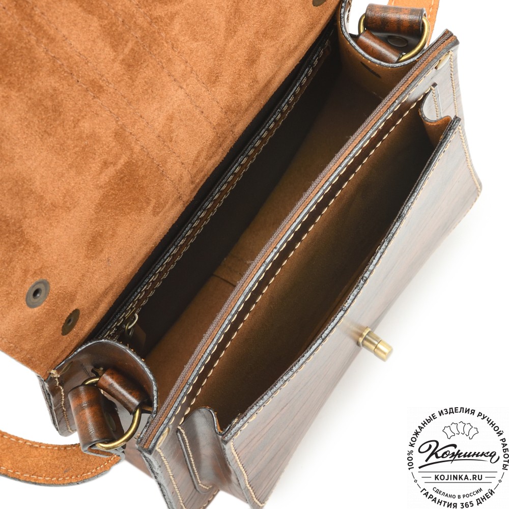 Кожаная сумка ручной работы "Париж" - с ручкой (глянец старение)